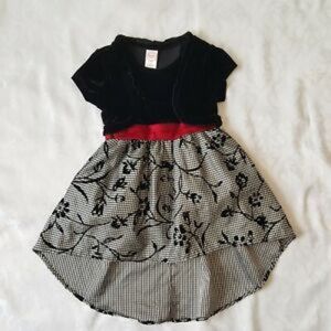 Wonder Nation Girls Velvet Black Red Party Fishtail Dress  M (10)